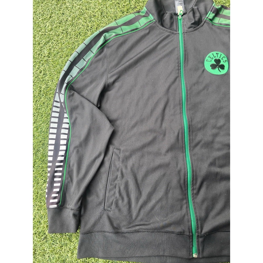Adidas‎ Boston Celtics Jacket Size 2XL Black Green Full Zip Track Embroidered - Picture 3 of 6